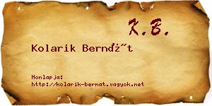 Kolarik Bernát névjegykártya